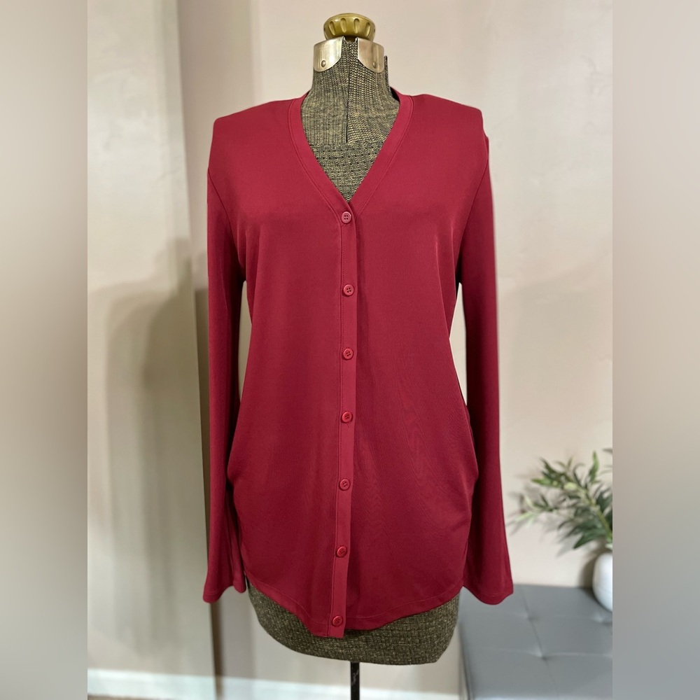 Vintage Jones New York Red Oversized Button Up Cardigan Sweater 90s Academia S